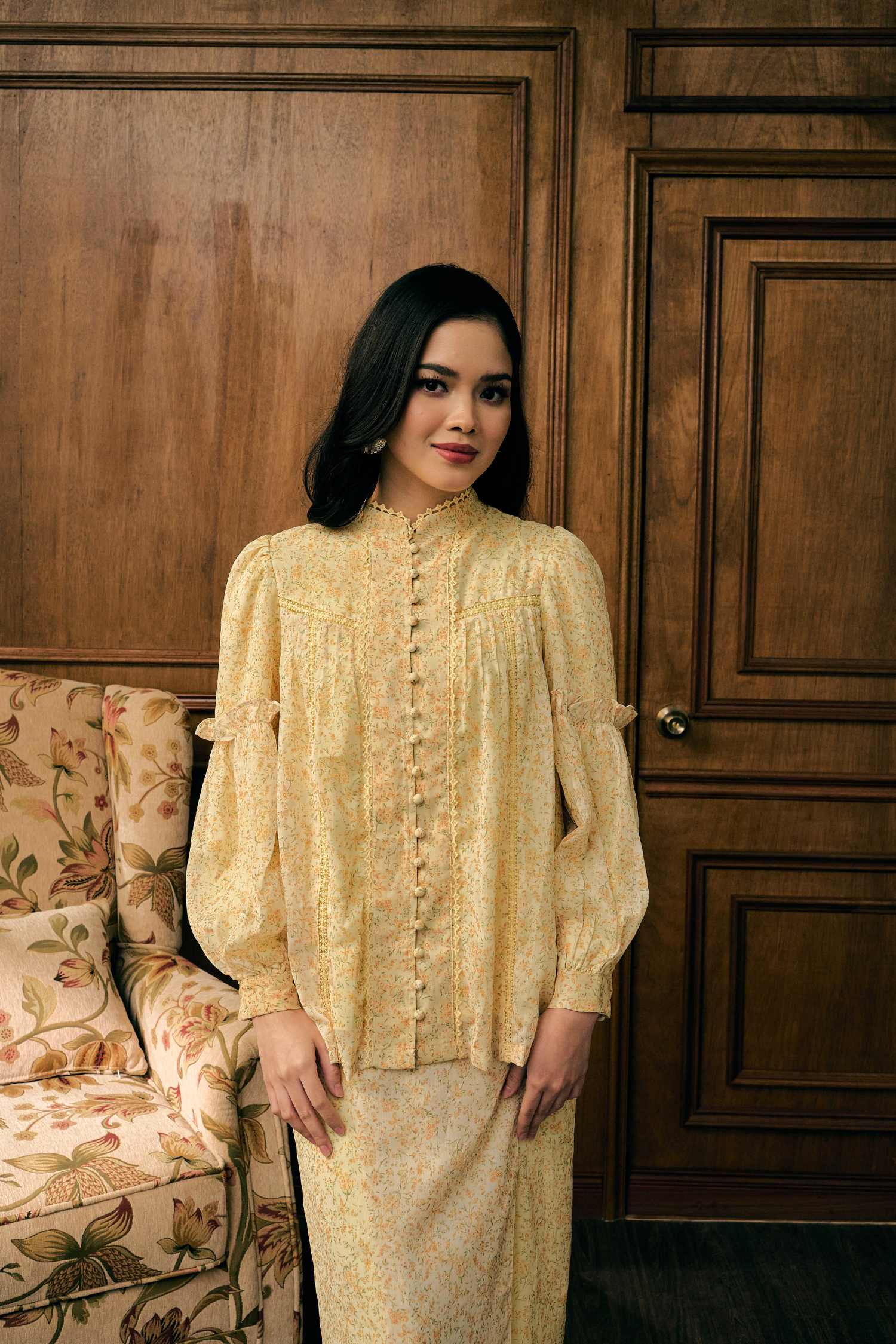The Lorna Kurung in Lemon Garden