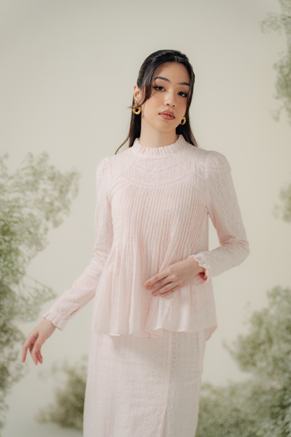 The Jannah Kurung in Baby Pink Broderie Anglaise