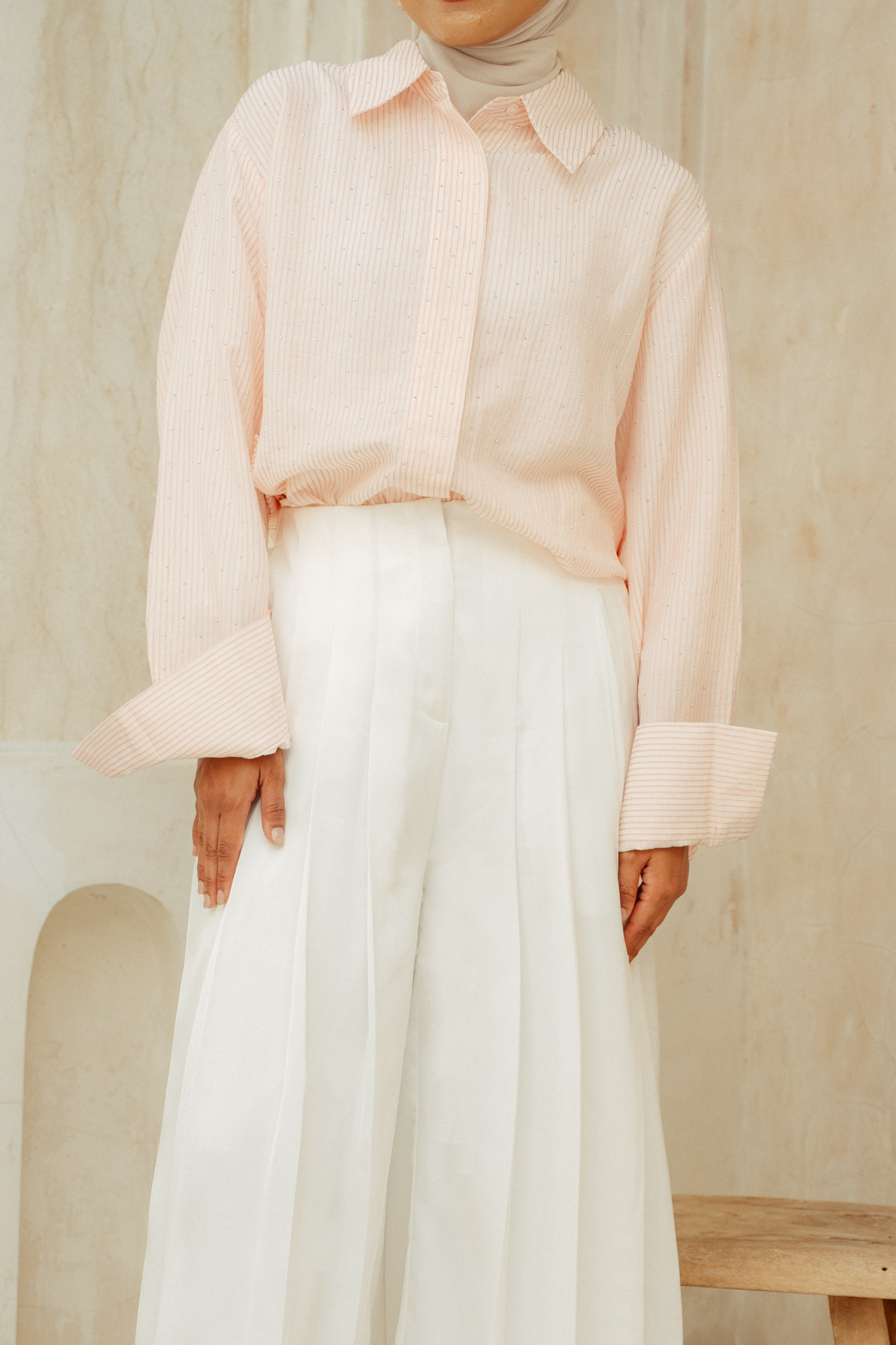 The Lauren Pleated Pants in Snow