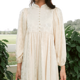 Darcy Dress in Golden Floral Jacquard