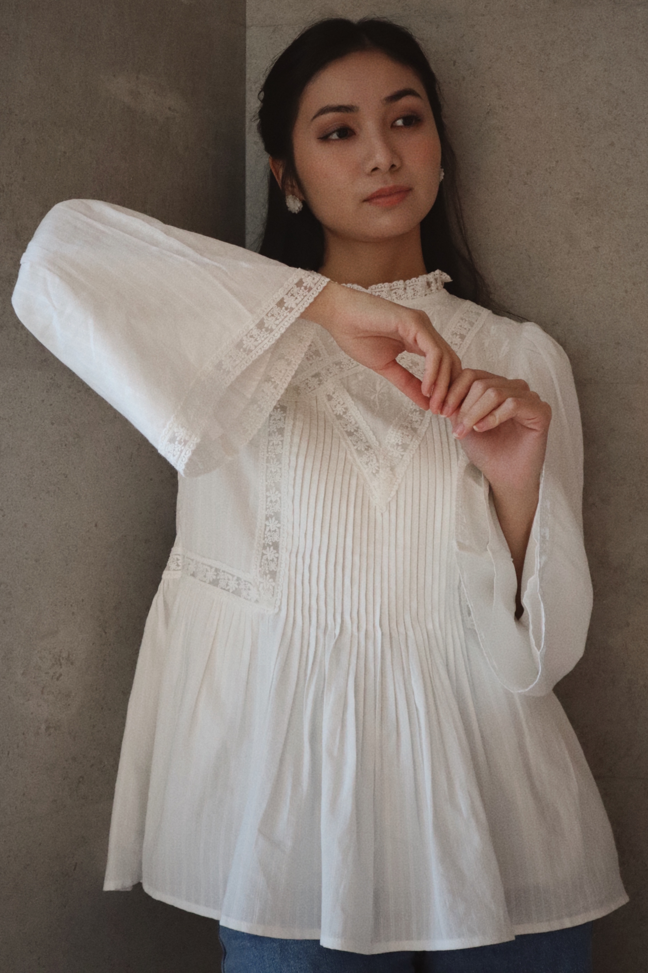 Serene Embroidered Top In Pearl