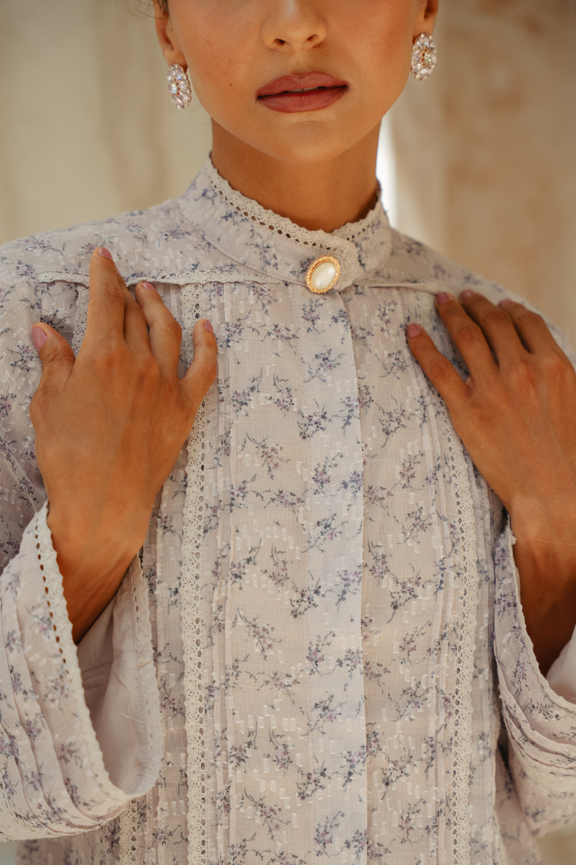 The Thalia Kurung in Dusty Lavender