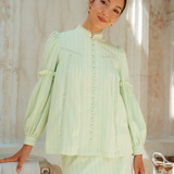 The Lorna Kurung in Apple Green Stripes