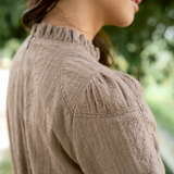 Jannah Kurung in Khaki Broderie Anglaise