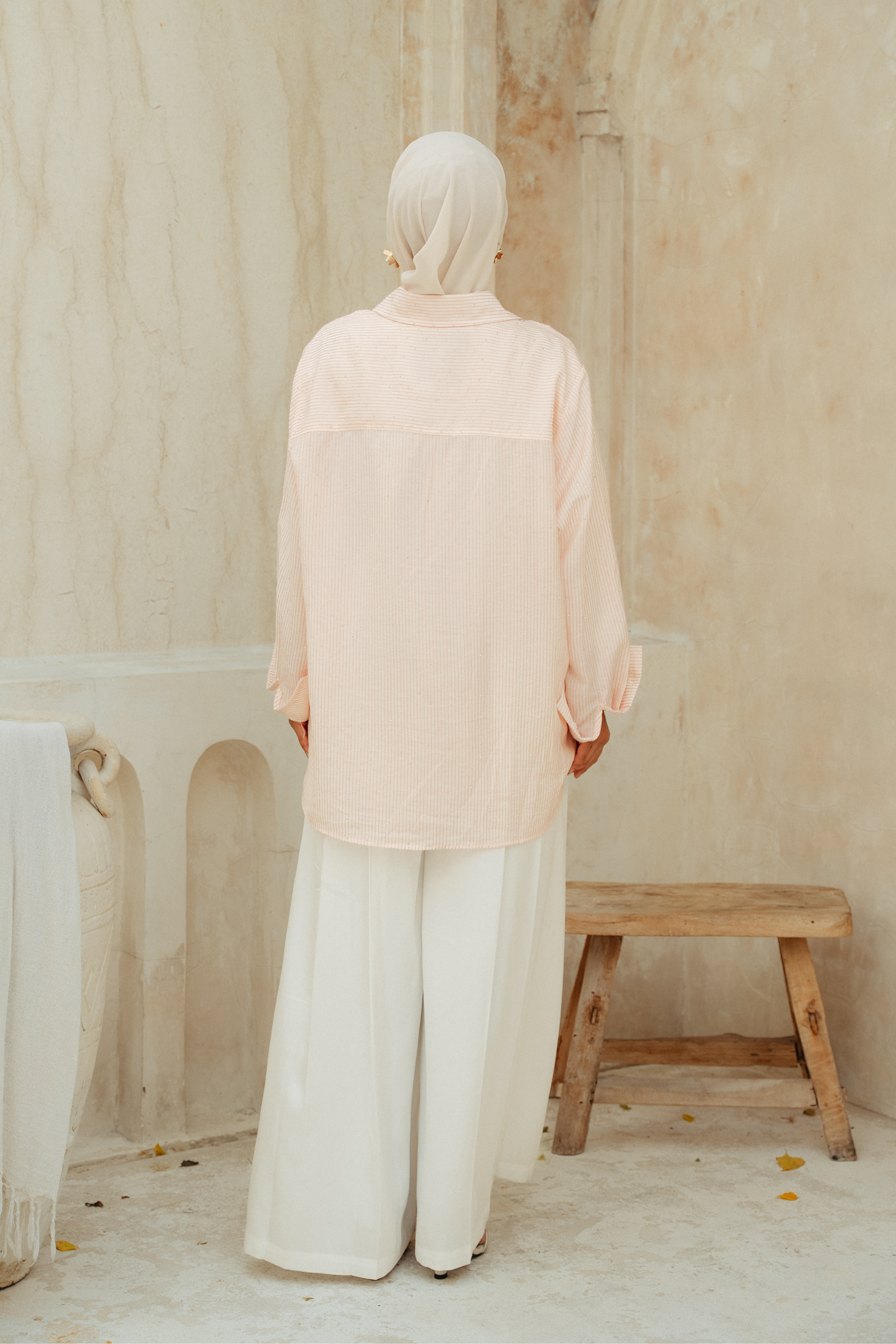 The Gwenn Cotton Rhinestone Shirt in Rose