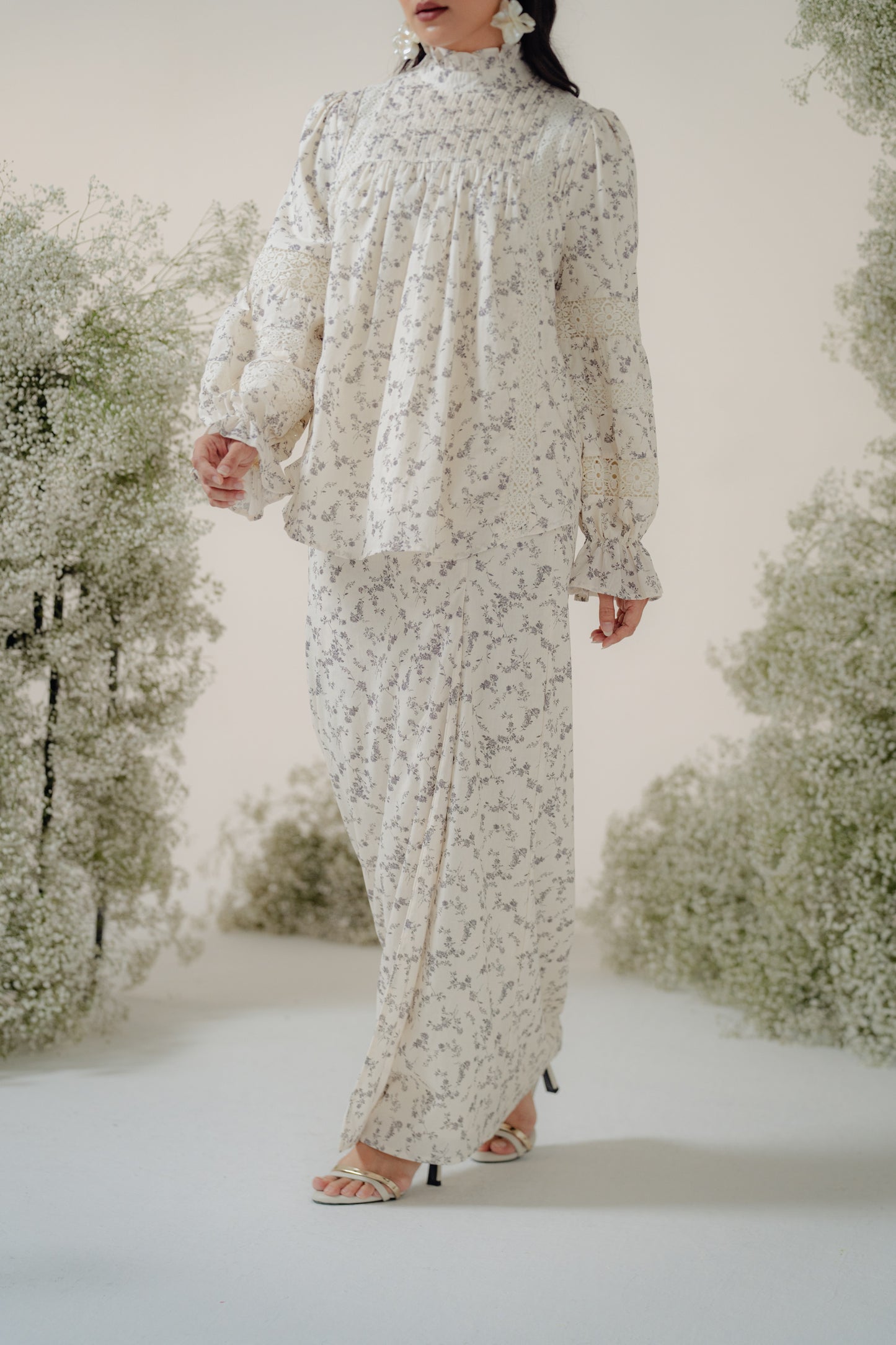 The Solange Kurung in Ink Petals