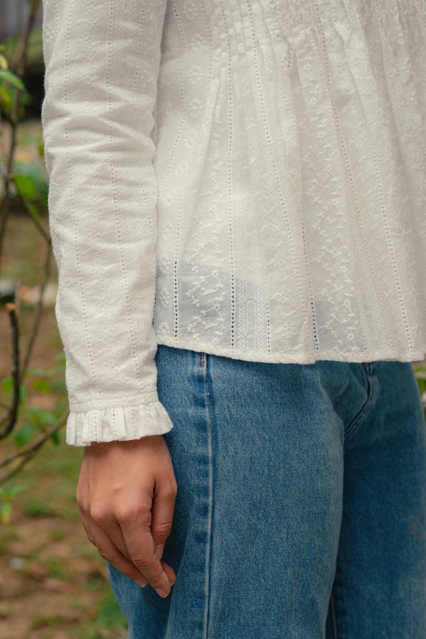 THE JANNAH TOP IN WHITE BRODERIE ANGLAISE