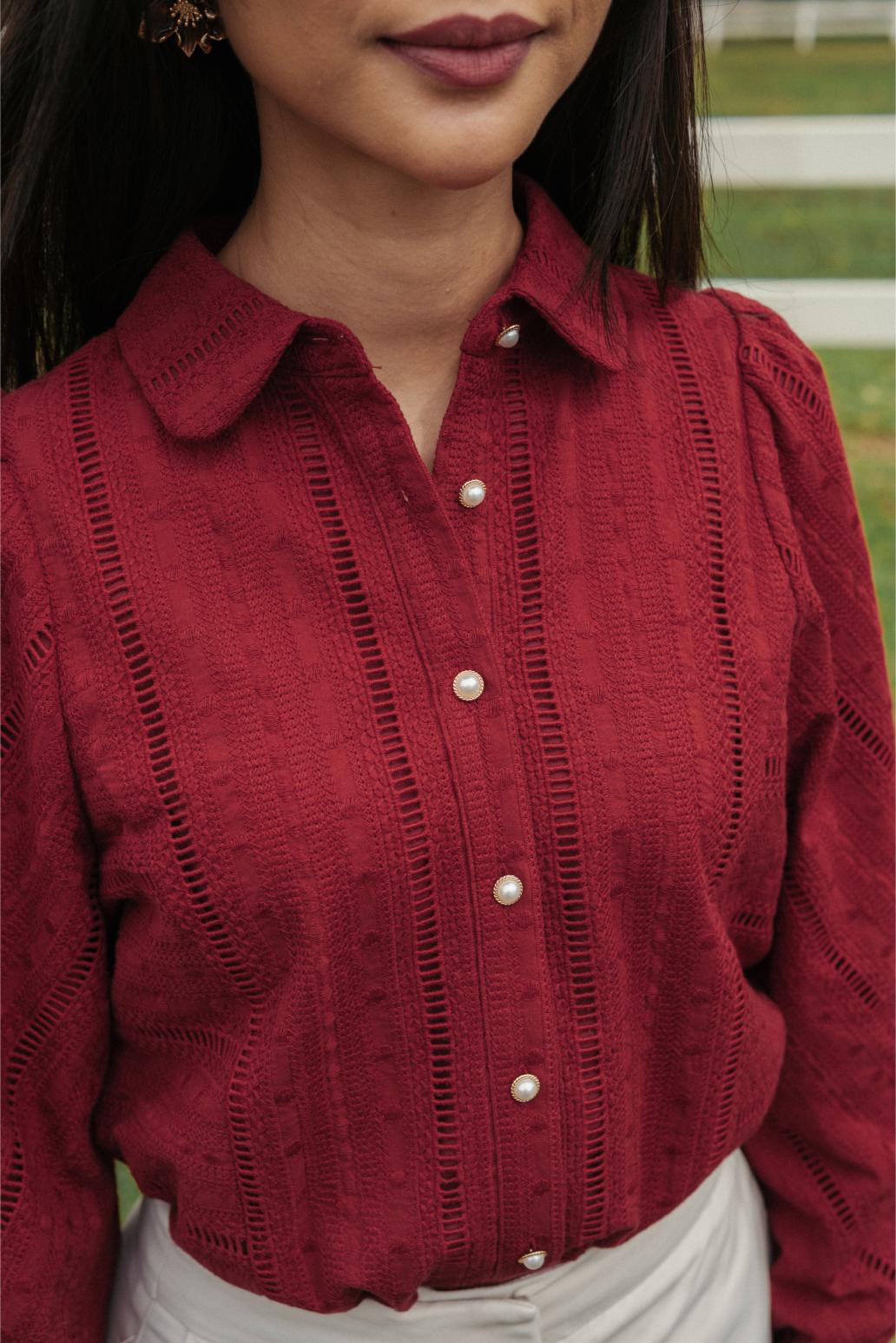 The Anya Blouse in Burgundy