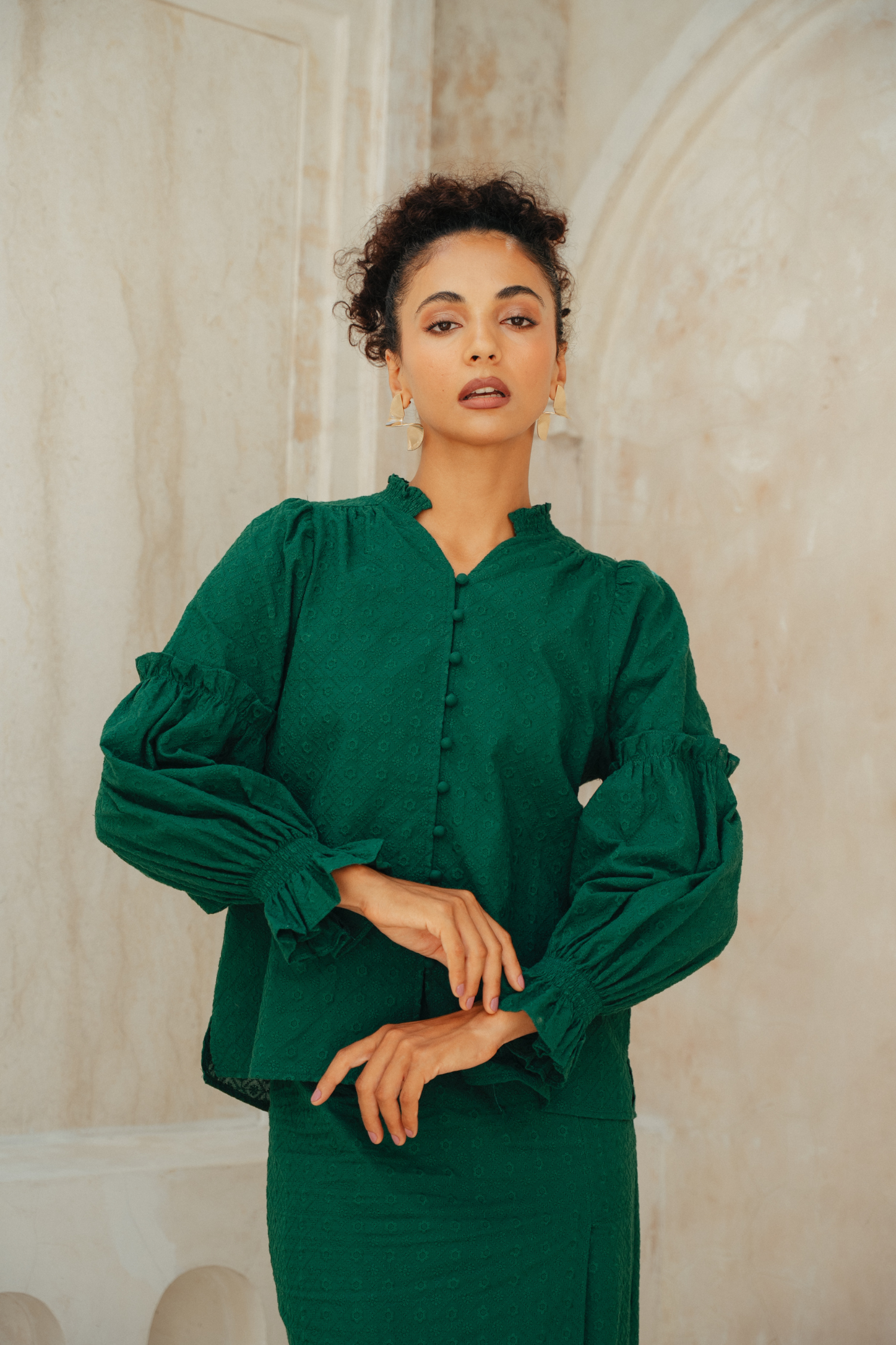 The Jane Kurung in Emerald Green