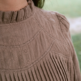 Jannah Kurung in Khaki Broderie Anglaise