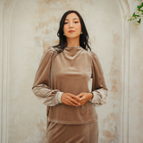 The Hailey Kurung in Camel Featherlight Velvet