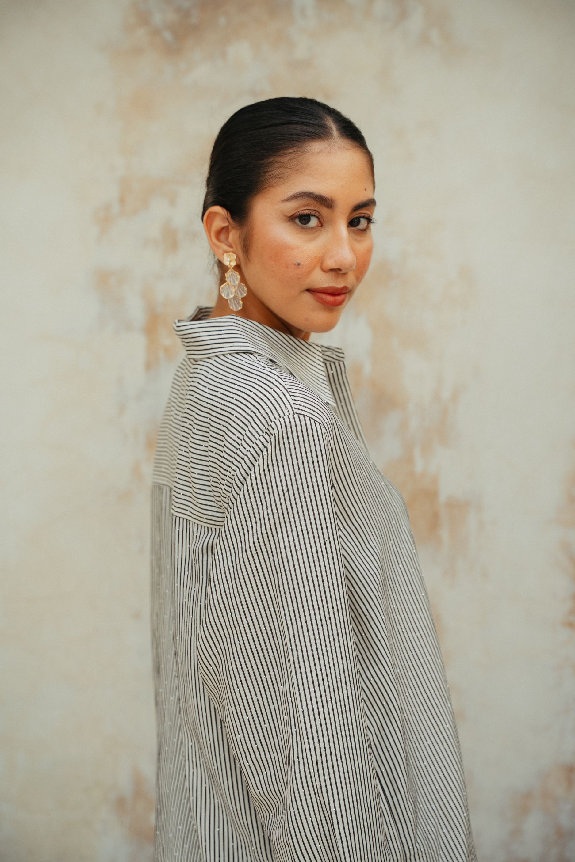 The Gwenn Cotton Rhinestone Shirt In Noir