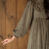 The Darcy Dress in Jacquard Olive