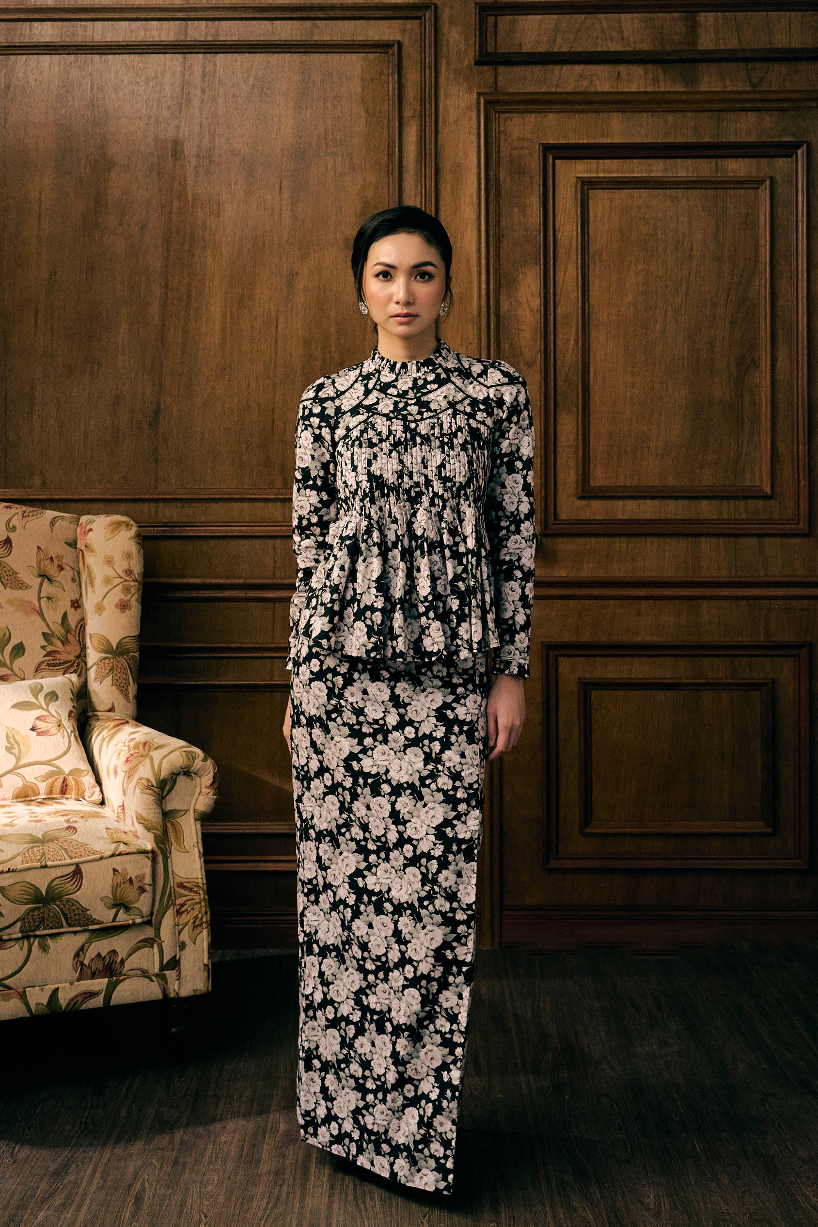 The Jannah Kurung in Nocturne Bloom