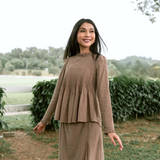Jannah Kurung in Khaki Broderie Anglaise