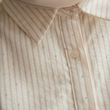 The Joan Shirt In Pink Stripes And Rhinestone