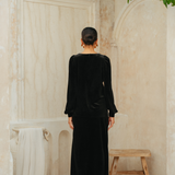 The Hailey Kurung in Black Featherlight Velvet