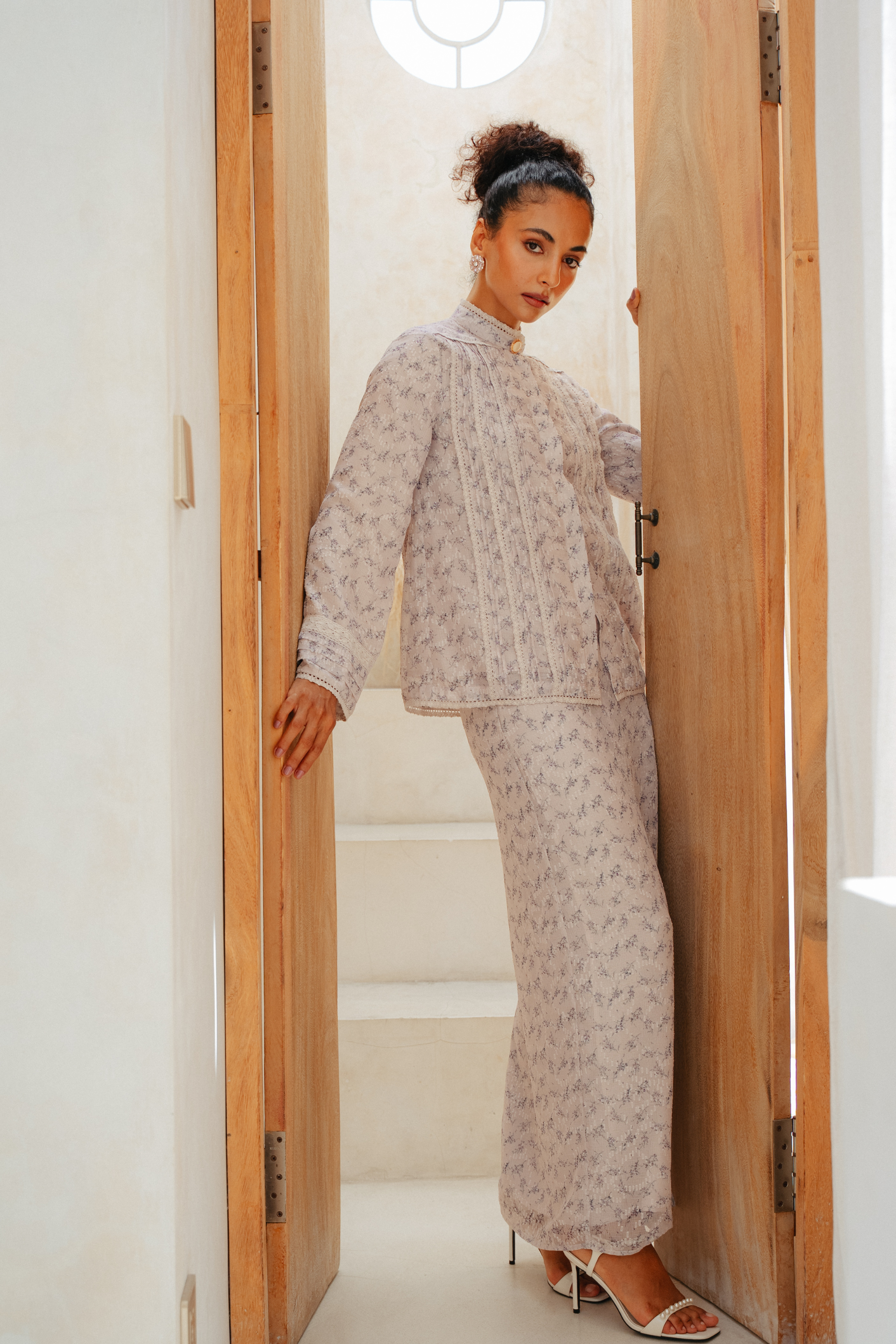 The Thalia Kurung in Dusty Lavender