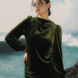 The Hailey Kurung in Olive Featherlight Velvet