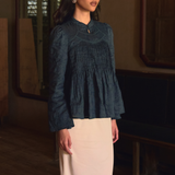 The Jannah Orient Ramie Top in Navy Teal