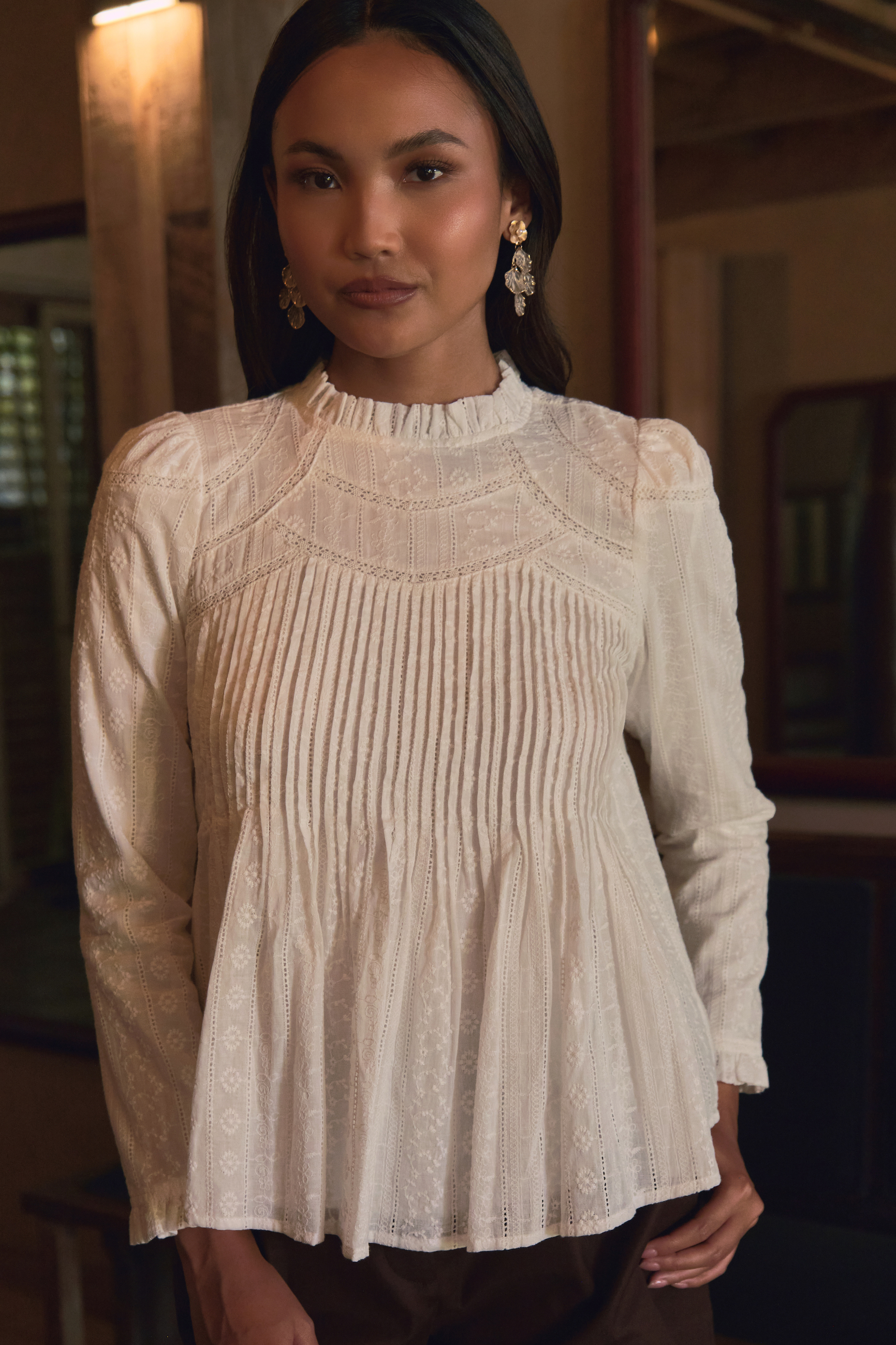 The Jannah Top In White Broderie Anglaise