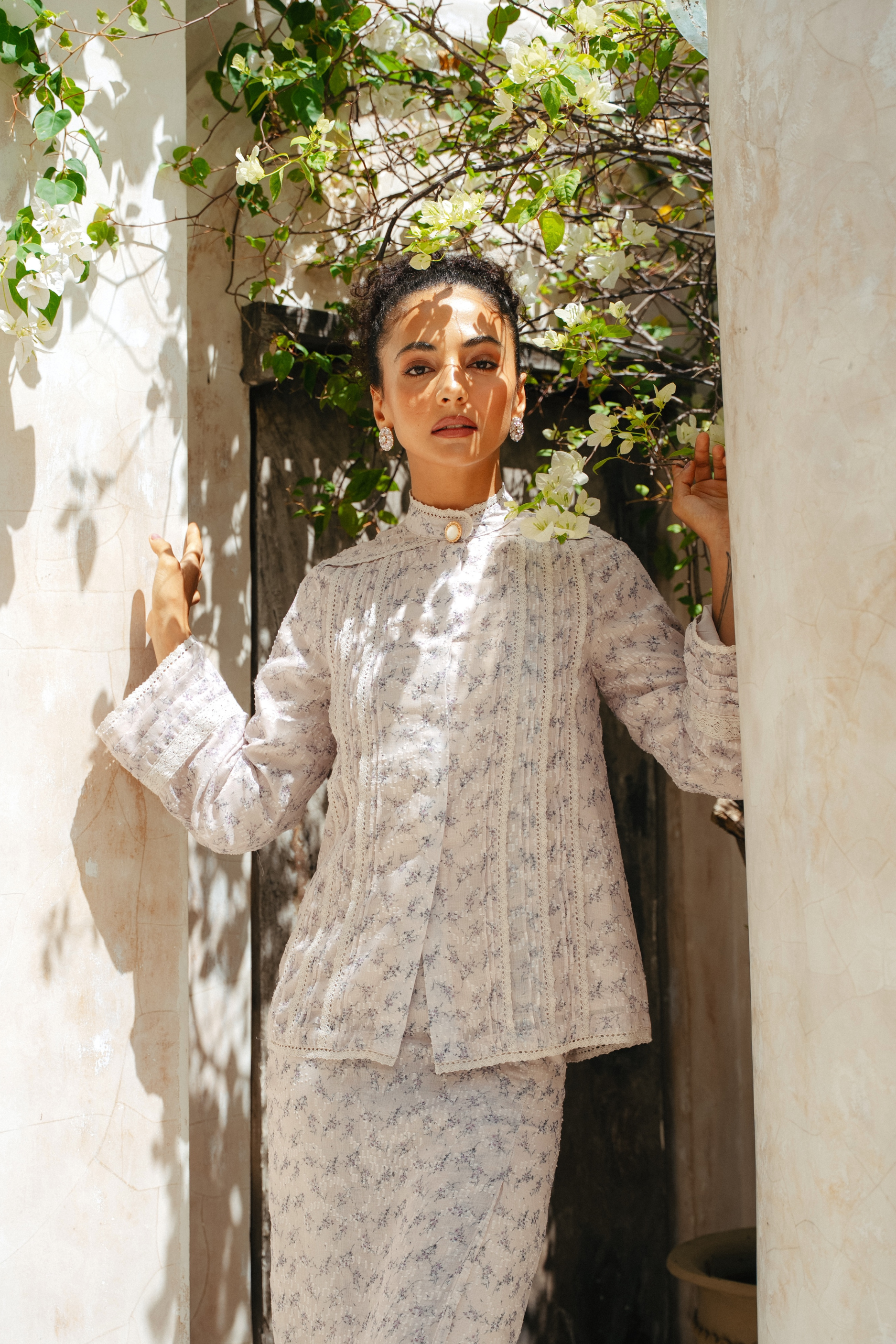 The Thalia Kurung in Dusty Lavender