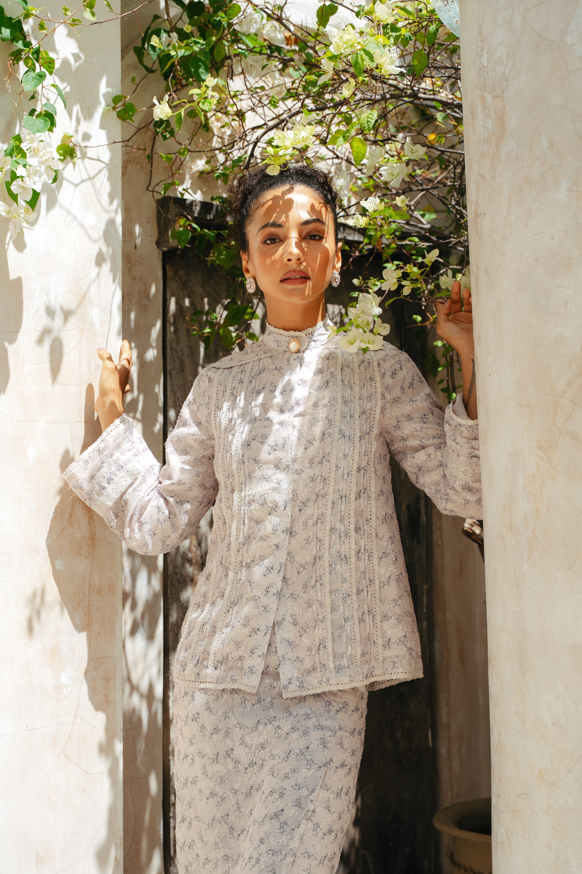 The Thalia Kurung in Dusty Lavender