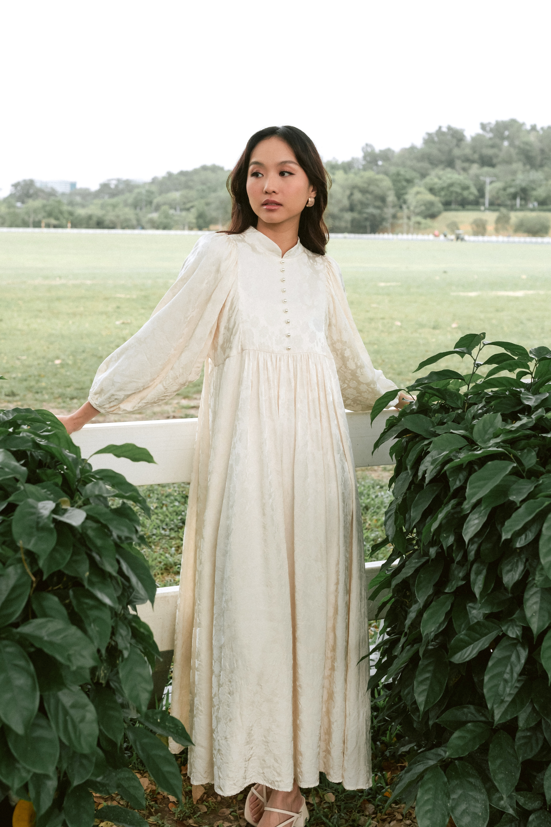 Darcy Dress in Golden Floral Jacquard