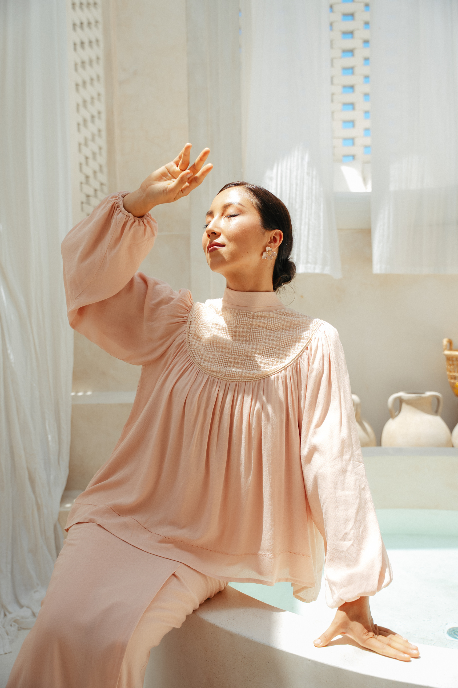 The Georgia Kurung in Blush