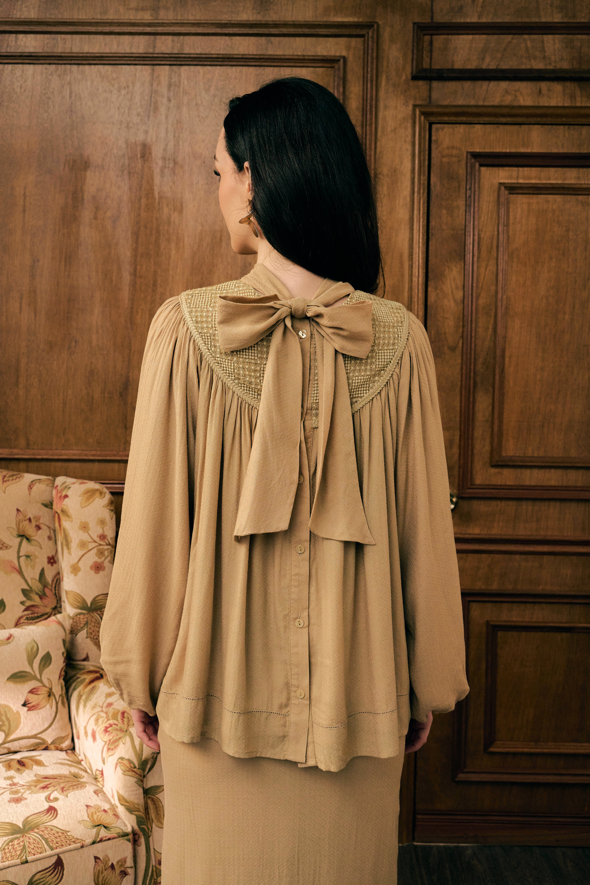 The Georgia Kurung in Dusty Brown