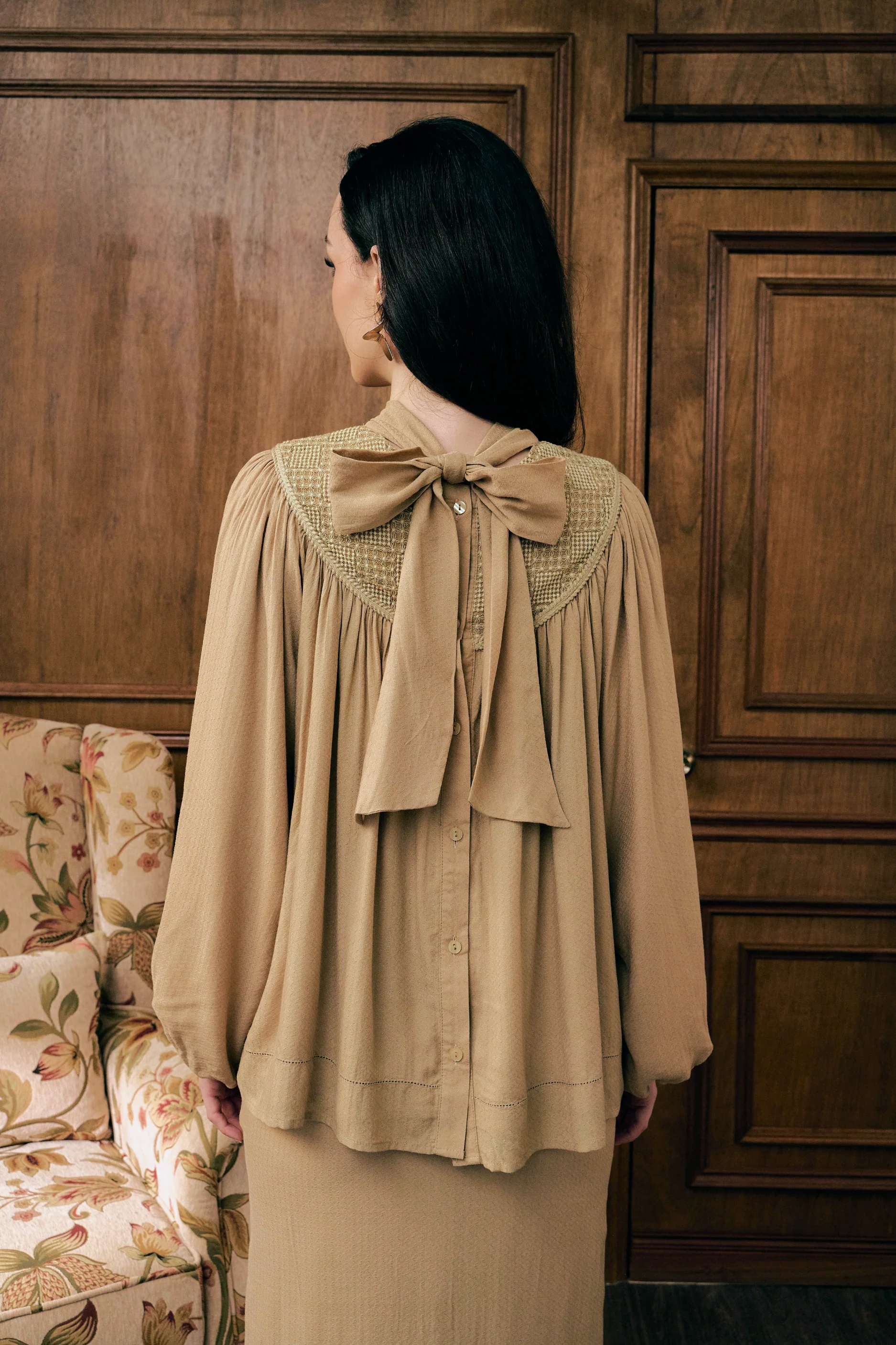 The Georgia Kurung in Dusty Brown