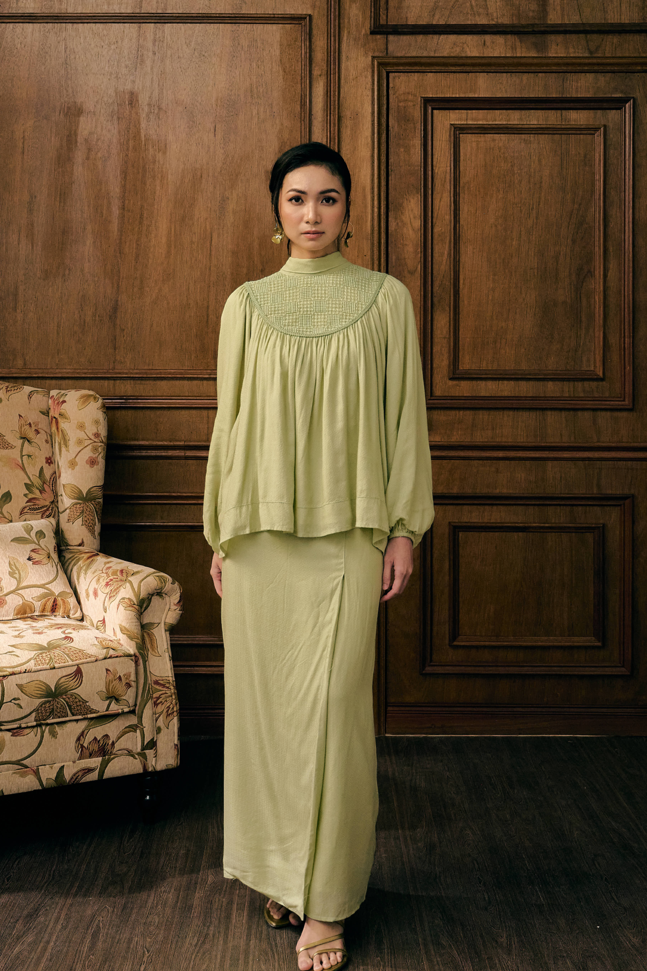 The Georgia Kurung in Sage
