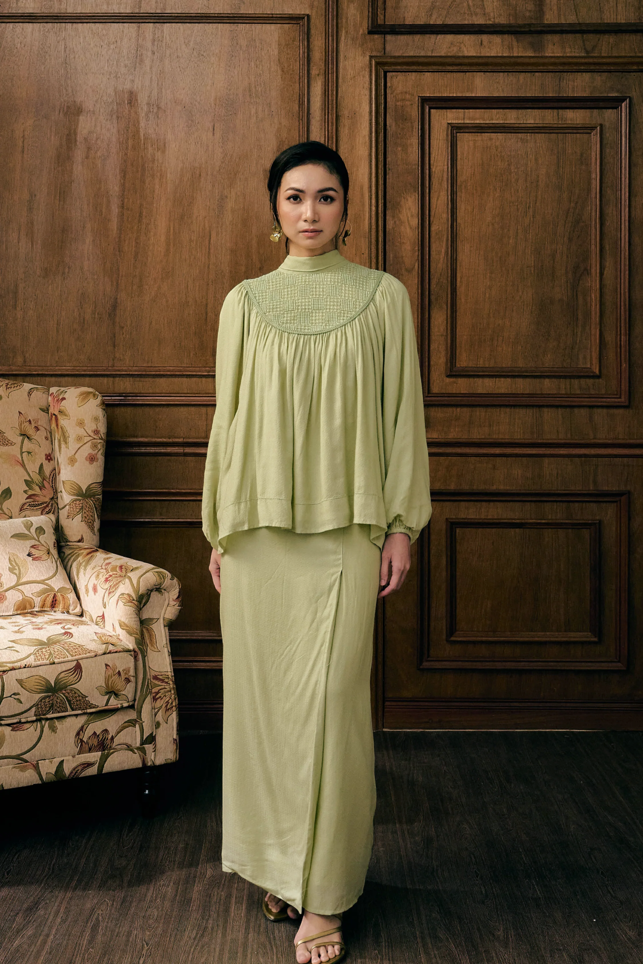 The Georgia Kurung in Sage