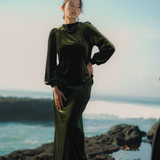 The Hailey Kurung in Olive Featherlight Velvet