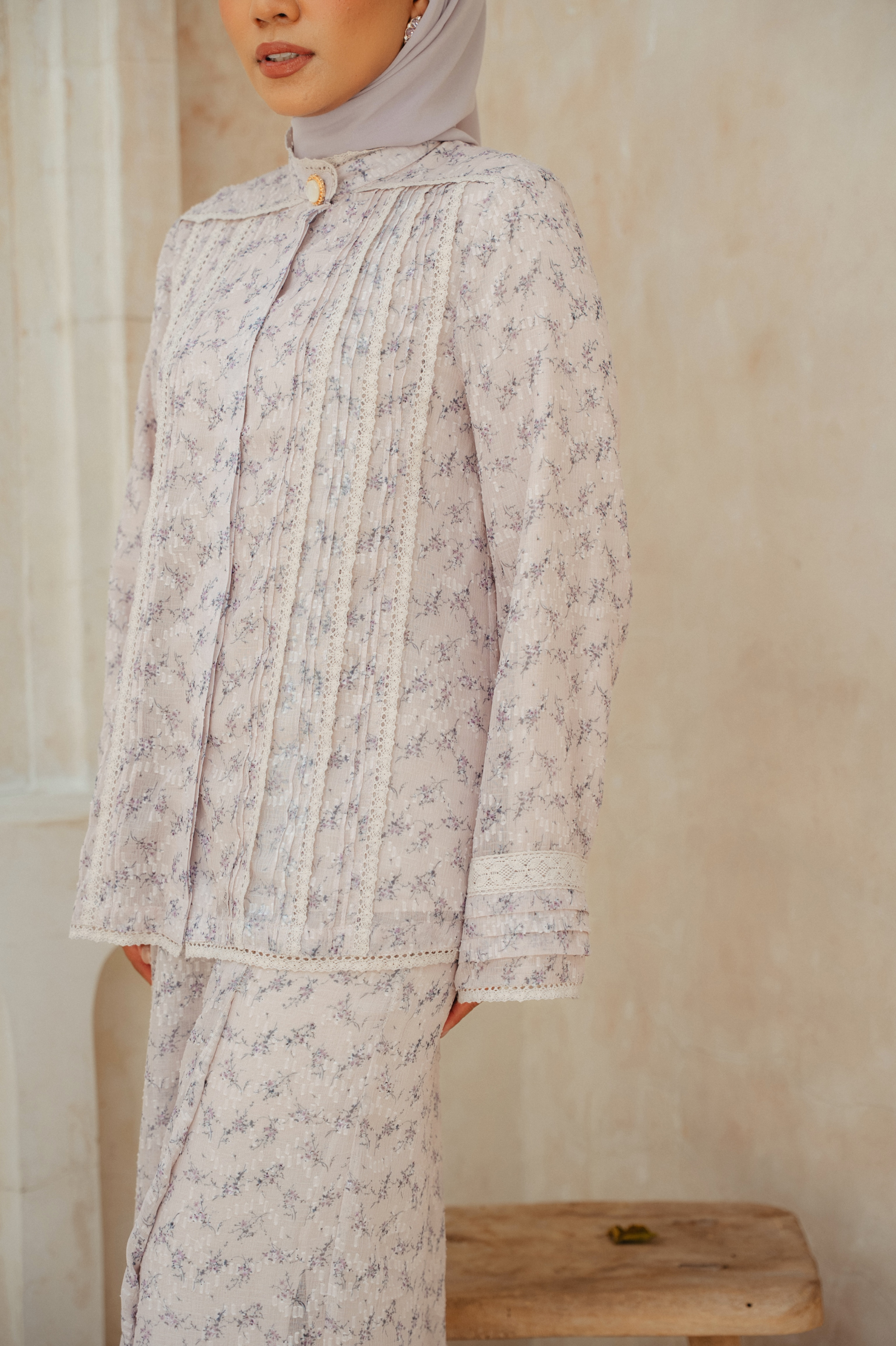 The Thalia Kurung in Dusty Lavender