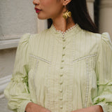 The Lorna Kurung in Apple Green Stripes