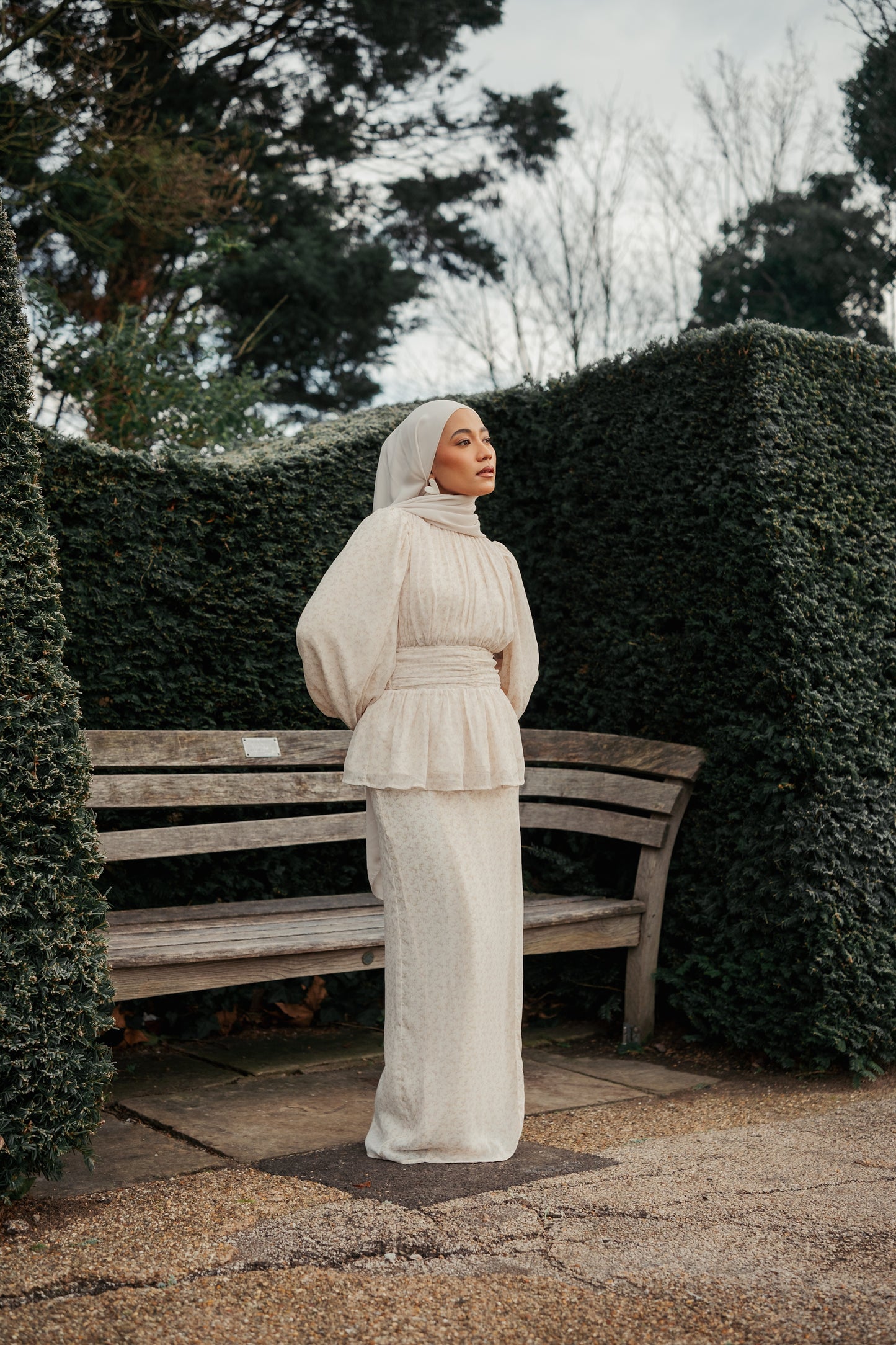 Eden Kurung in Cream Lilac Floral