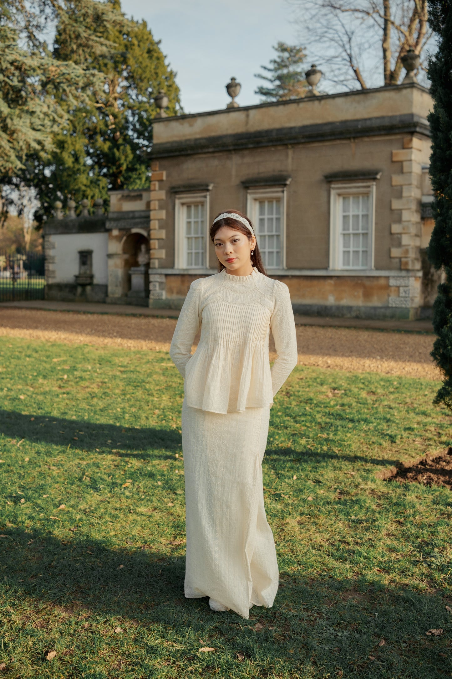 The Jannah Kurung in Cream Broderie Anglaise