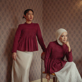 The Jannah Top In Burgundy Broderie Anglaise