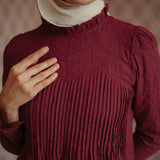 The Jannah Top In Burgundy Broderie Anglaise