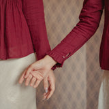 The Jannah Top In Burgundy Broderie Anglaise