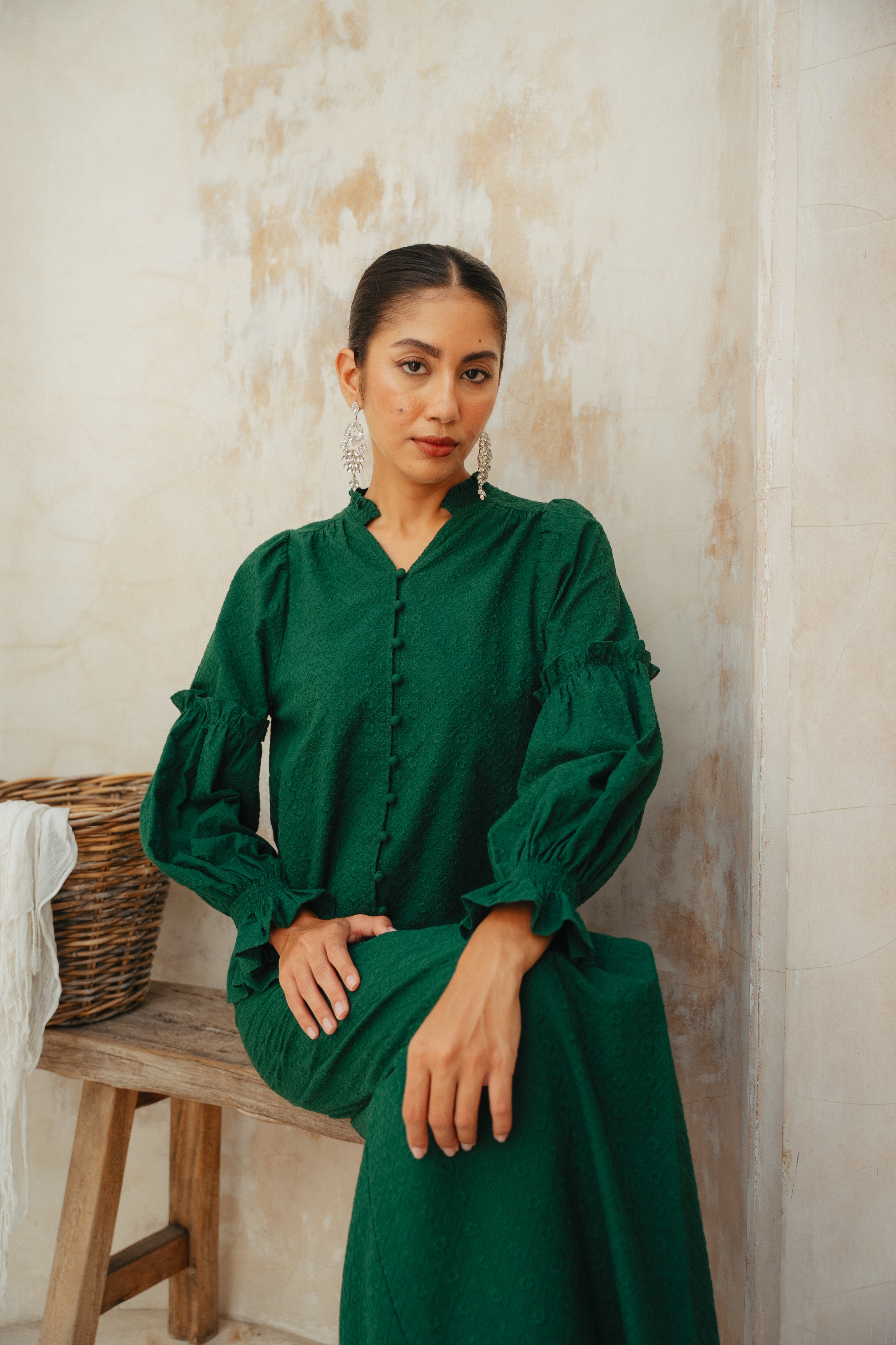 The Jane Kurung in Emerald Green