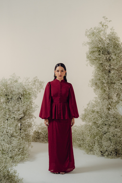 The Opal Kurung in Maroon