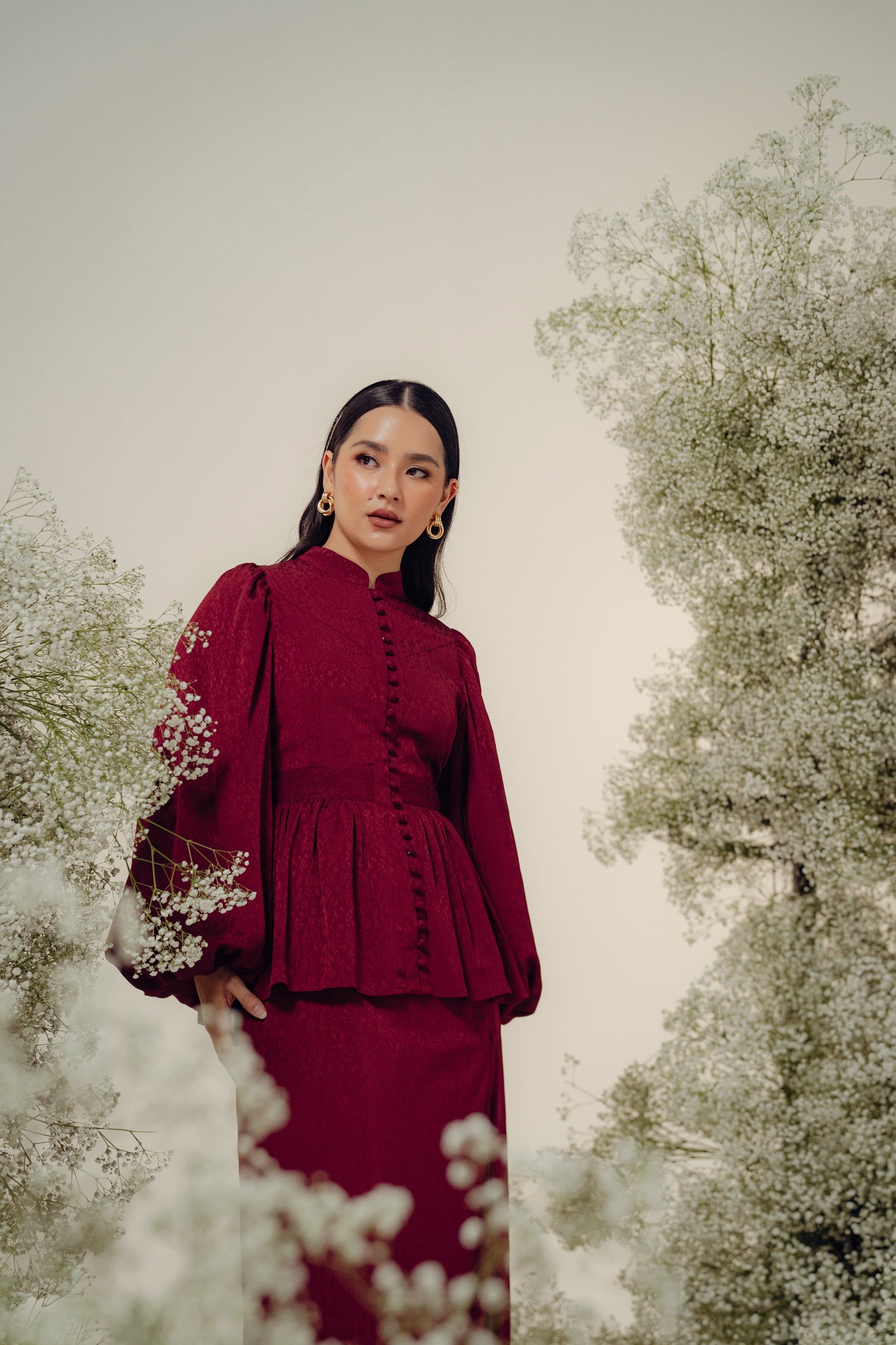 The Opal Kurung in Maroon