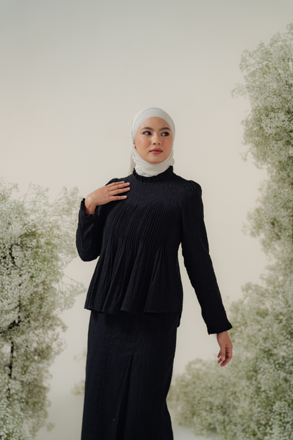 The Jannah Kurung in Black Broderie Anglaise