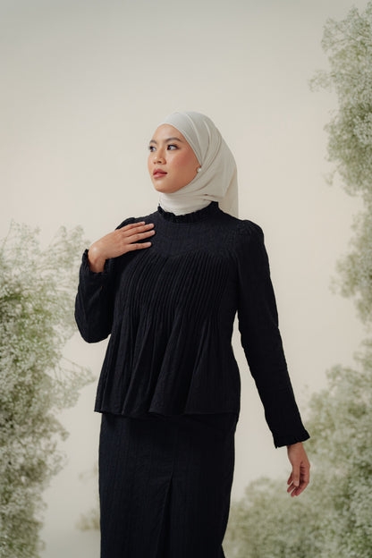 The Jannah Kurung in Black Broderie Anglaise