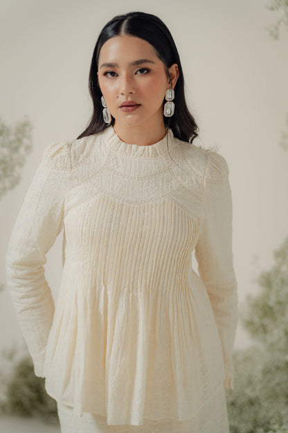 The Jannah Kurung in Cream Broderie Anglaise