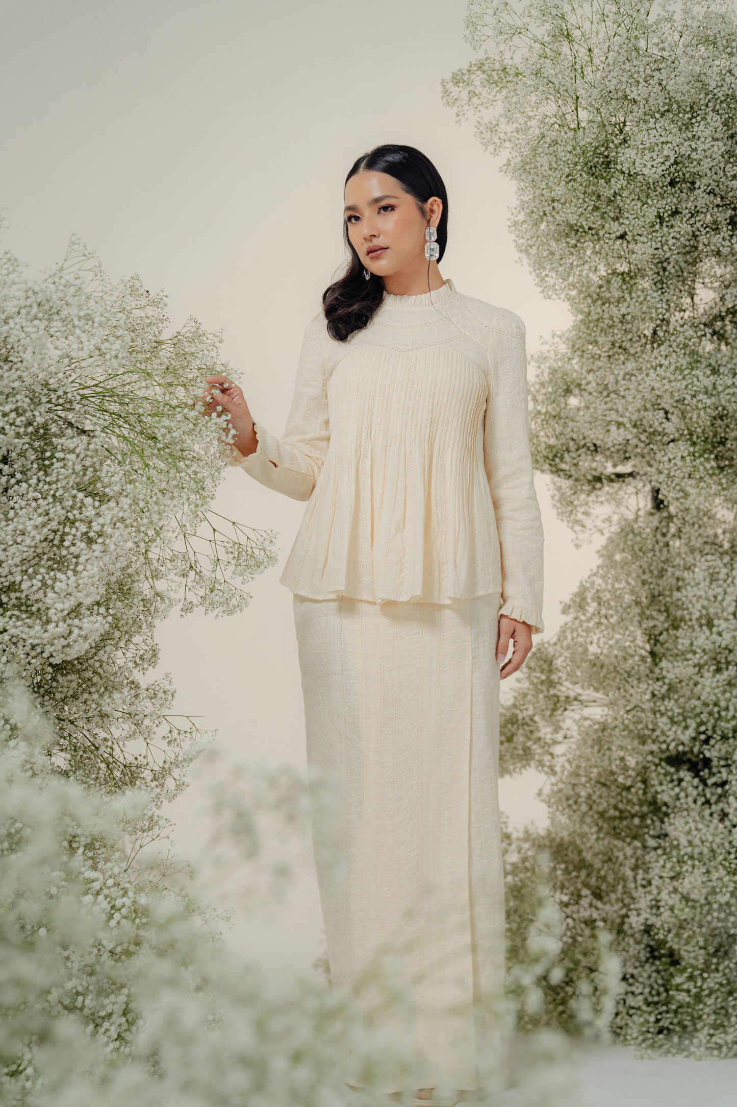 The Jannah Kurung in Cream Broderie Anglaise