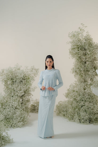 The Jannah Kurung in Baby Blue Broderie Anglaise