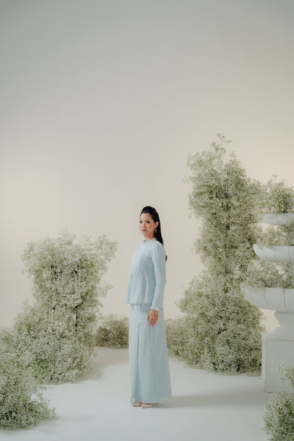 The Jannah Kurung in Baby Blue Broderie Anglaise